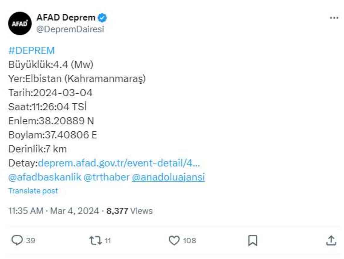 KAHRAMANMARAŞ'TA DEPREM | Depremin büyüklüğü ne?