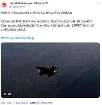 Irak'ın kuzeyinde 5 terörist etkisiz Irak'ın kuzeyinde 5 terörist etkisiz