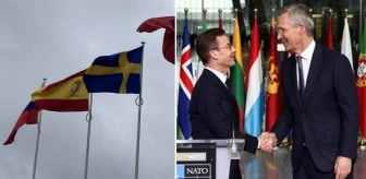NATO'nun 32. üyesi olan İsveç'in bayrağı genel merkeze asıldı