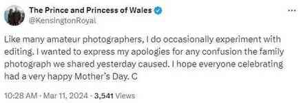 Prenses Kate Middleton, Anneler Günü fotoğrafını düzenlendiği itiraf edip özür diledi