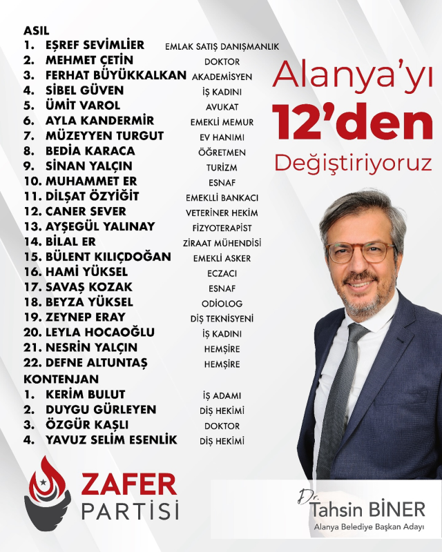 Tahsin Biner kimdir? Zafer Partisi Antalya- Alanya Belediye Başkan adayı Tahsin Biner kaç yaşında, nereli?