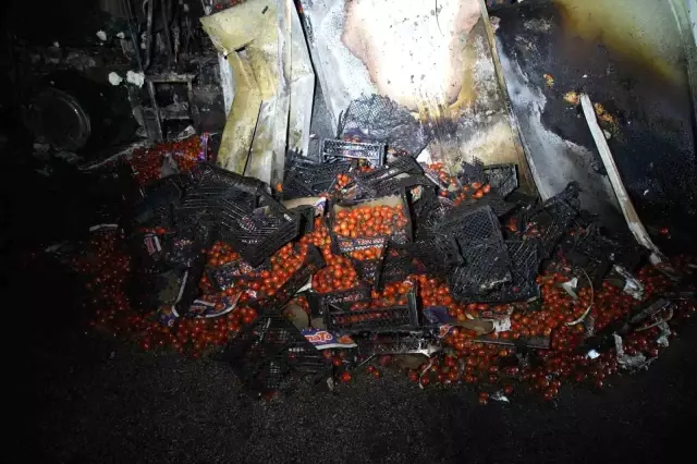 Edirne'de sınır kapısında bekleyen tırda yangın Edirne'de sınır kapısında bekleyen tırda yangın