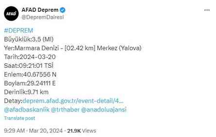 İstanbul'da deprem mi oldu, kaç şiddetinde? 20 Mart İstanbul'da nerede deprem oldu?