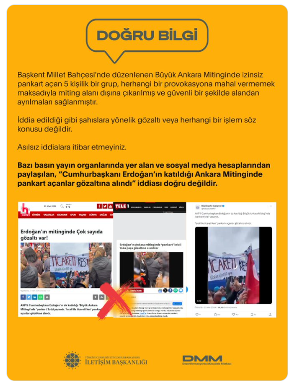 Ankara mitinginde pankart açanlar gözaltına mı alındı? Cumhurbaşkanlığı'ndan açıklama var