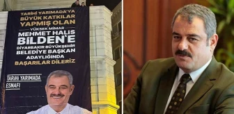 Tarihi Yarımada esnafından, AK Parti Diyarbakır Belediye Başkan adayı Halis Bilden'e pankartlı destek