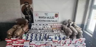 Manisa'da iş yerine yapılan operasyonda 1 milyon 350 bin lira değerinde makaron ve tütün ele geçirildi