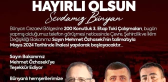 MHP Milletvekili Baki Ersoy'dan Bünyan'da 200 Konutluk TOKİ Açıklaması