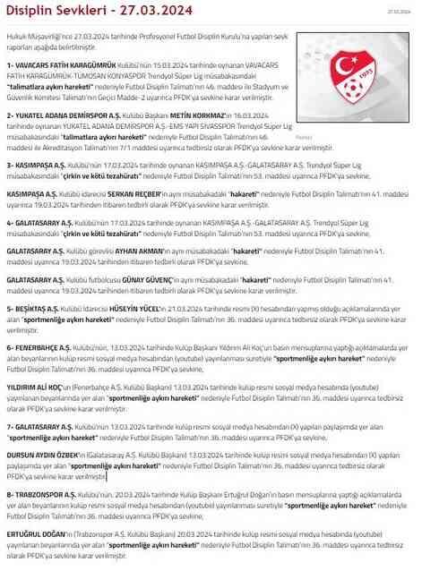 Olaylı maçtan ses seda yok! PFDK sevkleri açıklandı Olaylı maçtan ses seda yok! PFDK sevkleri açıklandı