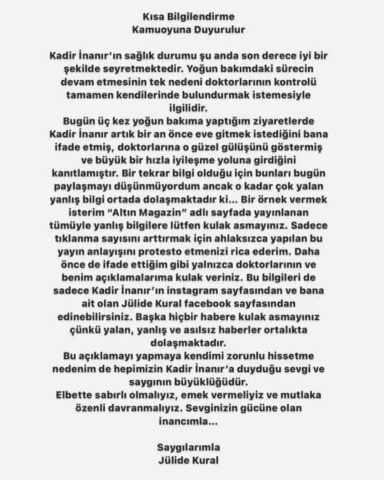 Kadir İnanır'ın sağlık durumu nasıl? Kadir İnanır'ın son durum ne? Kadir İnanır'ın sağlık durumu nasıl? Kadir İnanır'ın son durum ne?