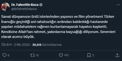 Usta yönetmen ve yapımcı Türker İnanoğlu hayatını kaybetti