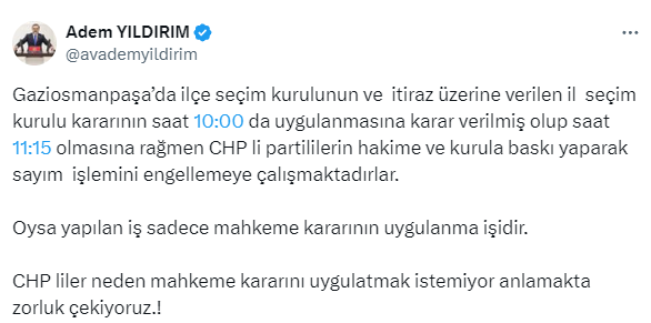 Gaziosmanpaşa'da sayım gerginliği! AK Parti ve CHP'liler birbirine girdi