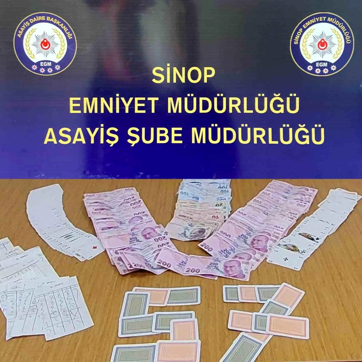 Sinop'ta yapılan kumar operasyonunda 13 kişiye para cezası uygulandı