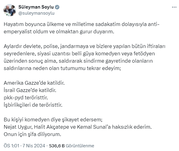 Soylu'dan komedyen Özgür Turhan'ın kendisiyle ilgili 'uyuşturucu' sözlerine tepki gösterdi