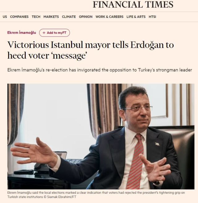 İmamoğlu, İngilizlere verdiği röportajla Cumhurbaşkanı Erdoğan'a mesaj gönderdi