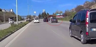 Safranbolu'da makas atan otomobilin sürücüsü kameraya yansıdı