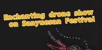 Çin'deki Sanyuesan Festivali'nde Dronelarla Işık Gösterisi