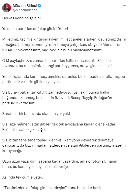 AK Parti'de tartışma yaratan 'ıstakoz' paylaşımı: Herkes kendine gelsin ya da bu partiden defolup gitsin