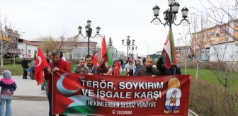 Erzurum'da Sağlık Çalışanları İsrail'in Gazze Saldırılarını Protesto Ediyor