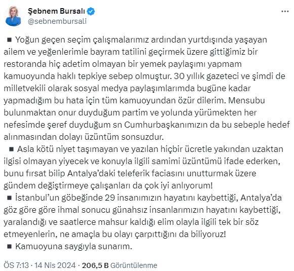 AK Parti MKYK üyesi Orhan Miroğlu'ndan Şebnem Bursalı'nın 'Istakoz' paylaşımına tepki