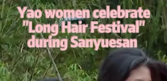 Çin'deki Sanyuesan Festivali'nde Kadınların Uzun Saç Görüntüleri
