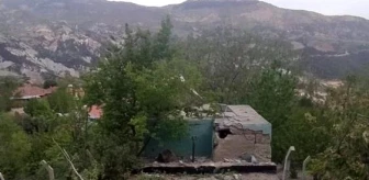 Manisa'da dağdan kopan kaya parçaları su deposuna ve kiraz bahçesine zarar verdi