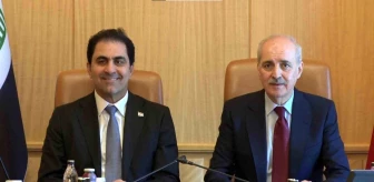TBMM Başkanı Numan Kurtulmuş, Irak Cumhuriyeti Temsilciler Meclisi Başkanvekili Muhsin Ali Ekber El Mendelavi'yi kabul etti