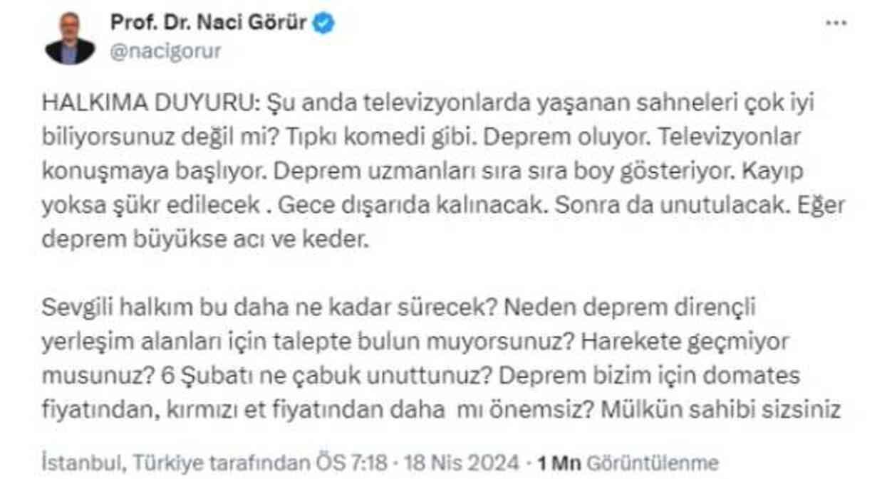 Naci Görür deprem uyarısı! Tokat depremi İstanbul depremini tetikler mi?