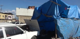 Depremzede Oto tamir ustasından çadırda araç tamiri
