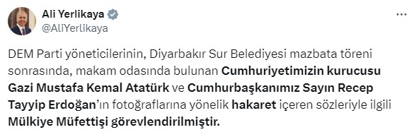 Sur Belediyesi'ndeki devir teslim töreninde Atatürk ve Erdoğan'a hakaret! Bakanlık müfettiş görevlendirdi