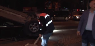 Maltepe'de otomobil park edilmek istenen araca çarpıp takla attı: 3 yaralı