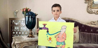 Kahramanmaraş'ta 7 yaşındaki çocuk karikatür yarışmasında birinci oldu