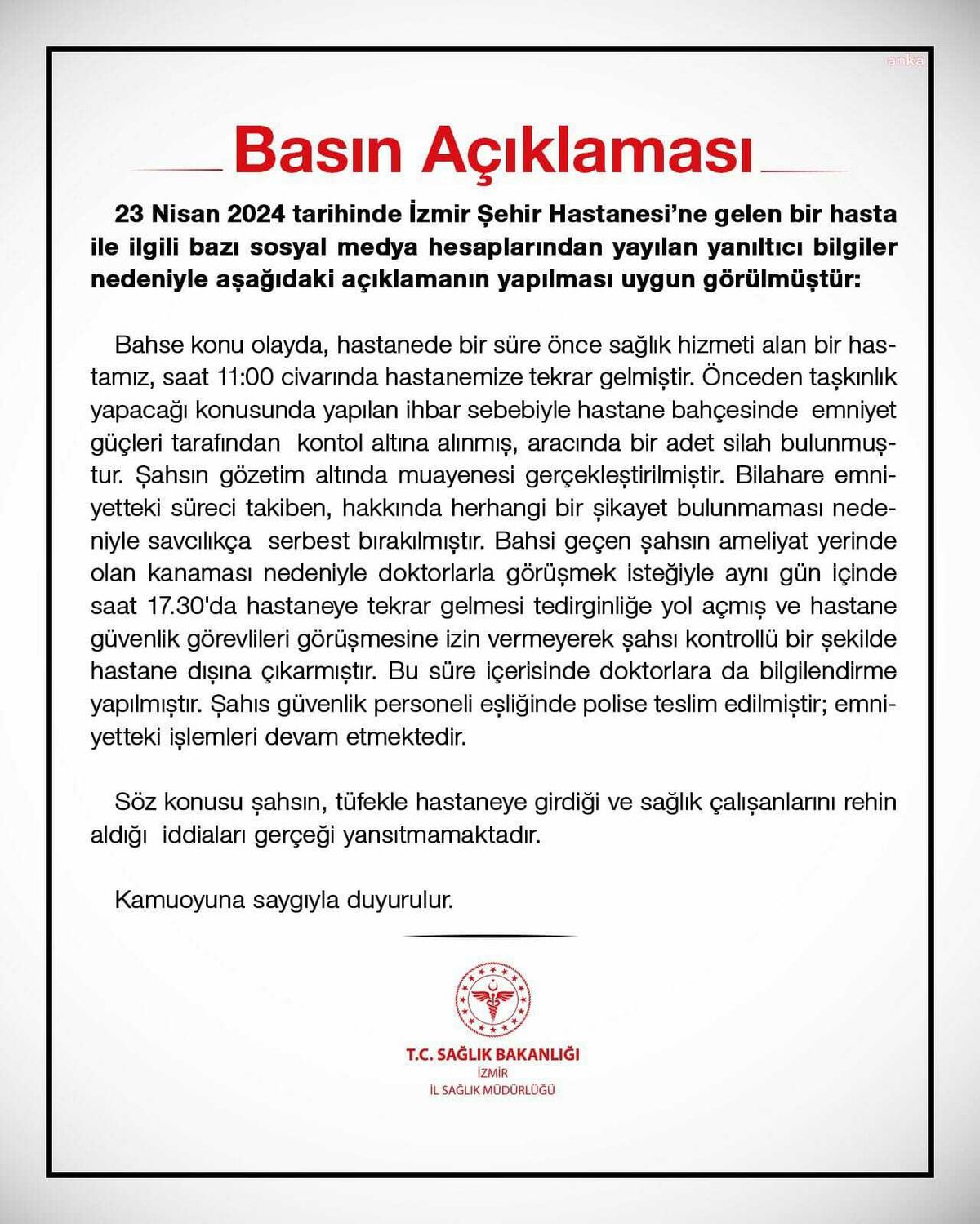 İzmir Şehir Hastanesi'ne silahlı saldırı iddiaları gerçeği yansıtmıyor