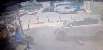 Bayrampaşa'da kimyasal madde yüklü kamyonetin kaza anı güvenlik kamerasına yansıdı