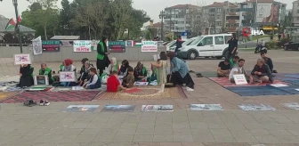 Tekirdağ'da Filistinliler için oturma eylemi