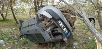 Konya'da lastiği patlayan otomobil takla attı: 4 yaralı