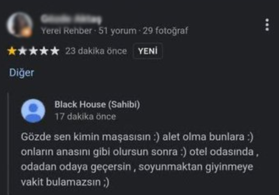 Ankara'da bir otel sahibinin müşterilerin yorumlarına verdiği yanıtlar infial yarattı