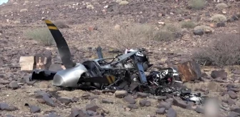 Yemen'de Husi füzeleriyle düşürülen ABD insansız hava aracı görüntüleri