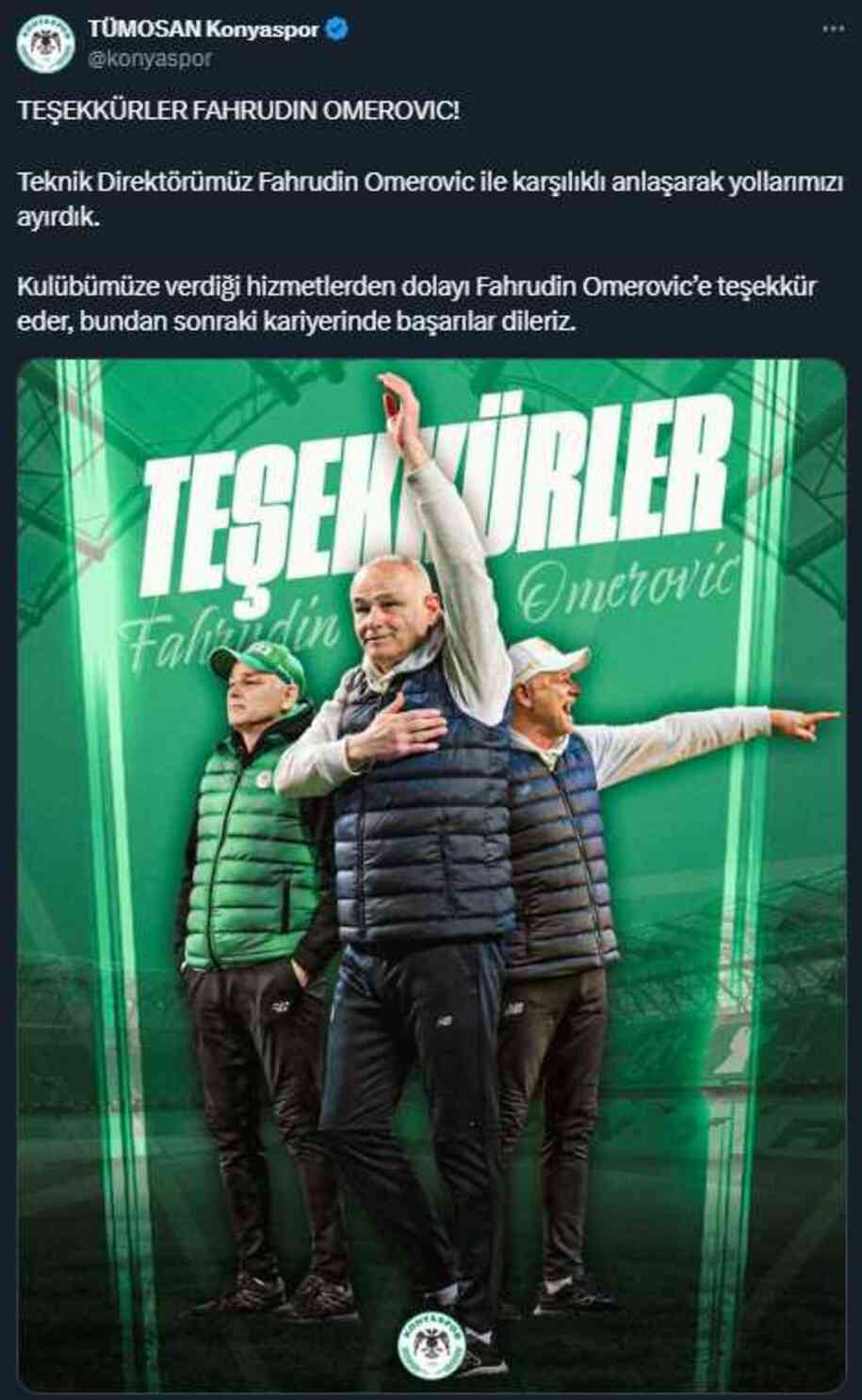 Konyaspor'da teknik direktör Fahrudin Ömerovic ile yollar ayrıldı