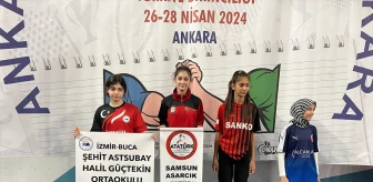 Samsunlu öğrenci Belinay Şahin Okul Sporları Bilek Güreşi Türkiye Şampiyonası'nda birinci oldu