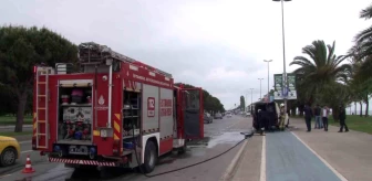 Maltepe'de minibüste çıkan yangında 1 kişi dumandan etkilendi
