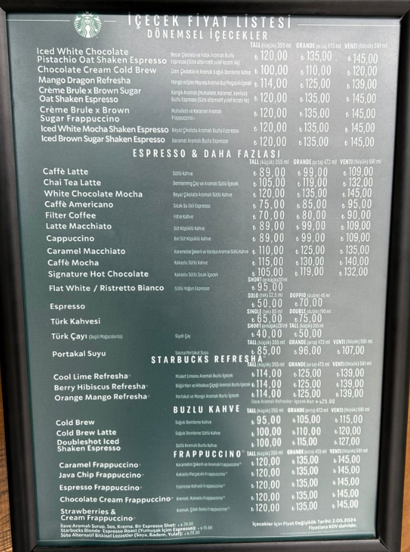 Starbucks'a zam geldi mi? Filtre kahve ne kadar oldu? Starbucks yeni fiyat listesi!