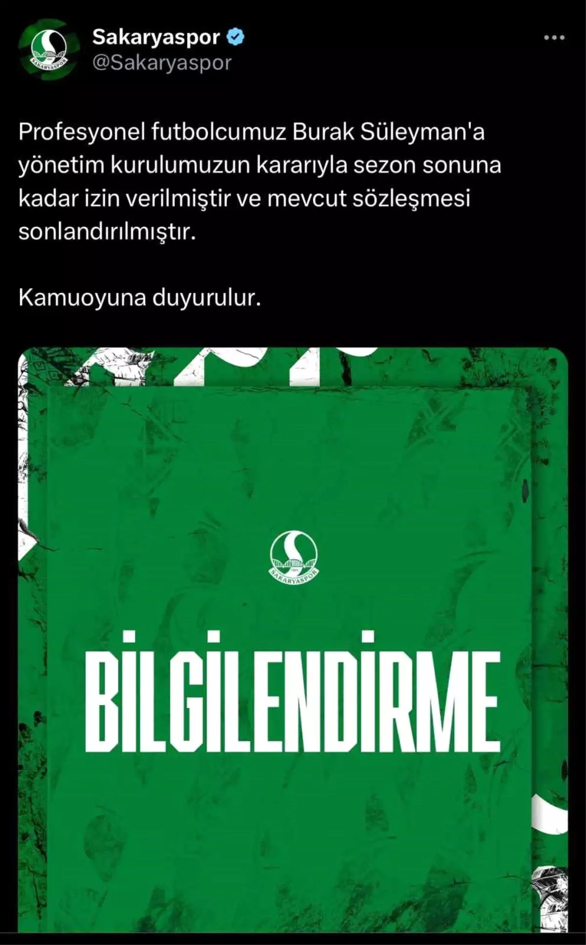 Sakaryaspor, Tuncay Şanlı ve Burak Süleyman ile yollarını ayırdı