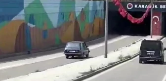 Karabük'te Ters Yönde Seyreden Otomobil Görüntülendi