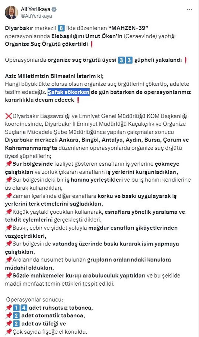 Mahzen-39 operasyonunda Diyarbakır merkezli organize suç örgütü çökertildi
