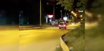 Yalova'da kara yolunda sol şeritten yürüyen vatandaş paniğe neden oldu