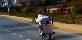 Kastamonu'da Motosiklet Üzerinde Uzanarak Tehlike Yaratan Sürücüye Cezai İşlem