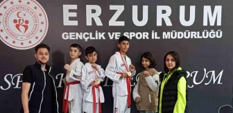 Erzurum'da Okul Sporları Taekwondo Müsabakalarında Oltulu Sporcular İl Birincisi Oldu