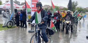 Konya'da İHH İnsani Yardım Vakfı tarafından İsrail'in Gazze'ye yönelik saldırılarını protesto etmek için bisiklet turu düzenlendi