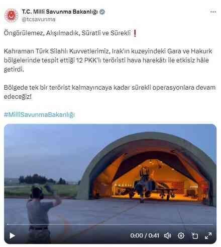 Gara ve Hakurk bölgelerinde 12 PKK'lı terörist etkisiz hale getirildi