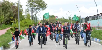 Van YYÜ'de İsrail'in Gazze'ye saldırılarını protesto etmek için bisiklet turu düzenlendi
